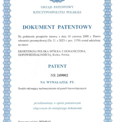 dokument patentowy | fotowoltaika dla firm